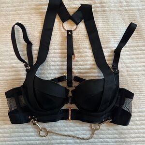 Honey Birdette KUKURO Bra, 34C, Black & Rose Gold (NWOT)